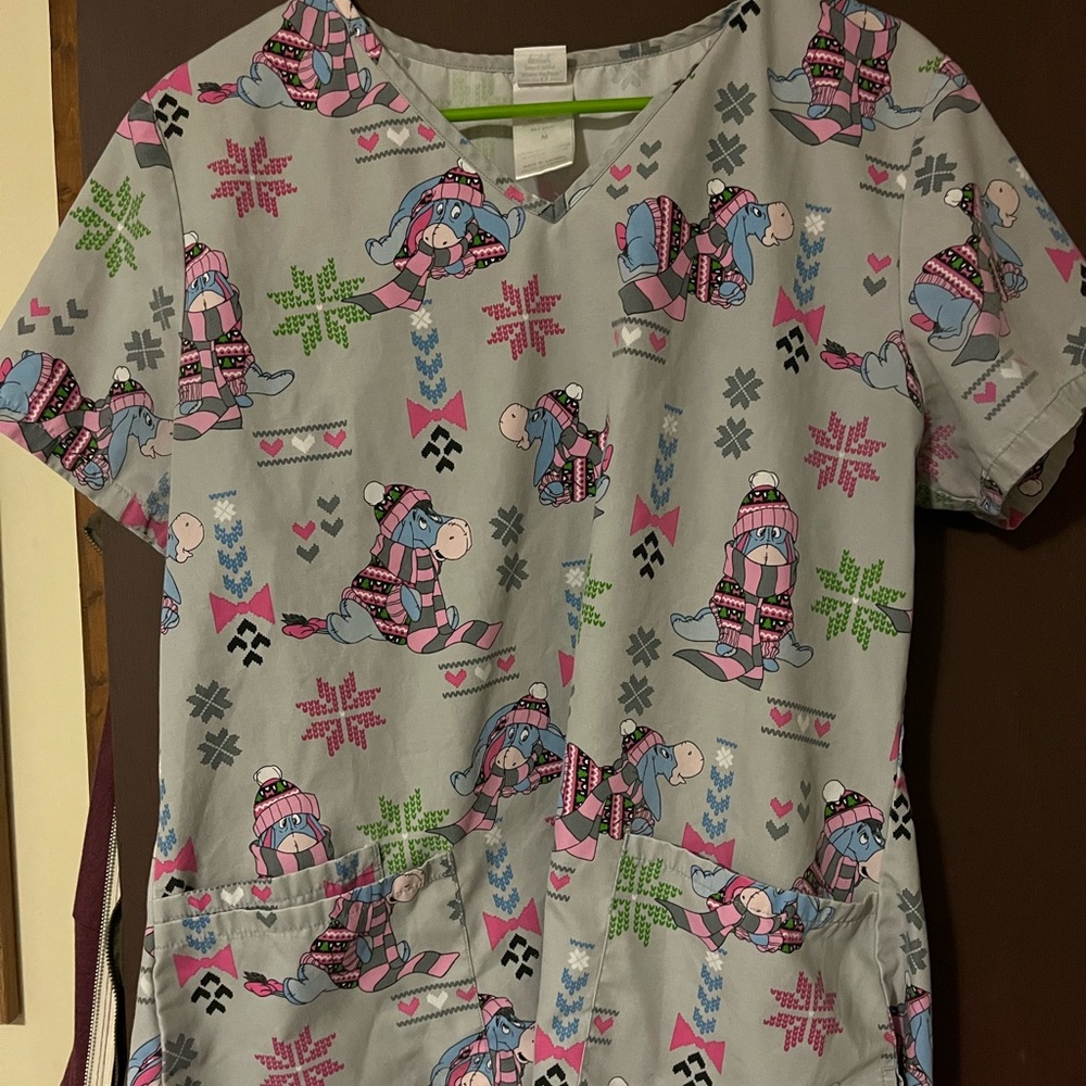 Cherokee Tooniform Winter Eeyore scrub top